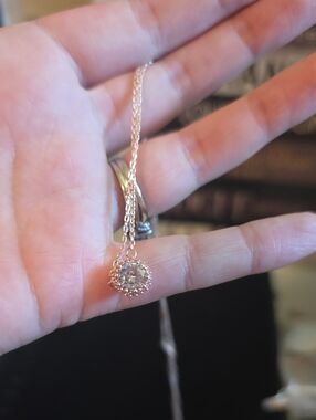 LC Lauren Conrad Rose Gold Solitaire Halo Pendant Necklace